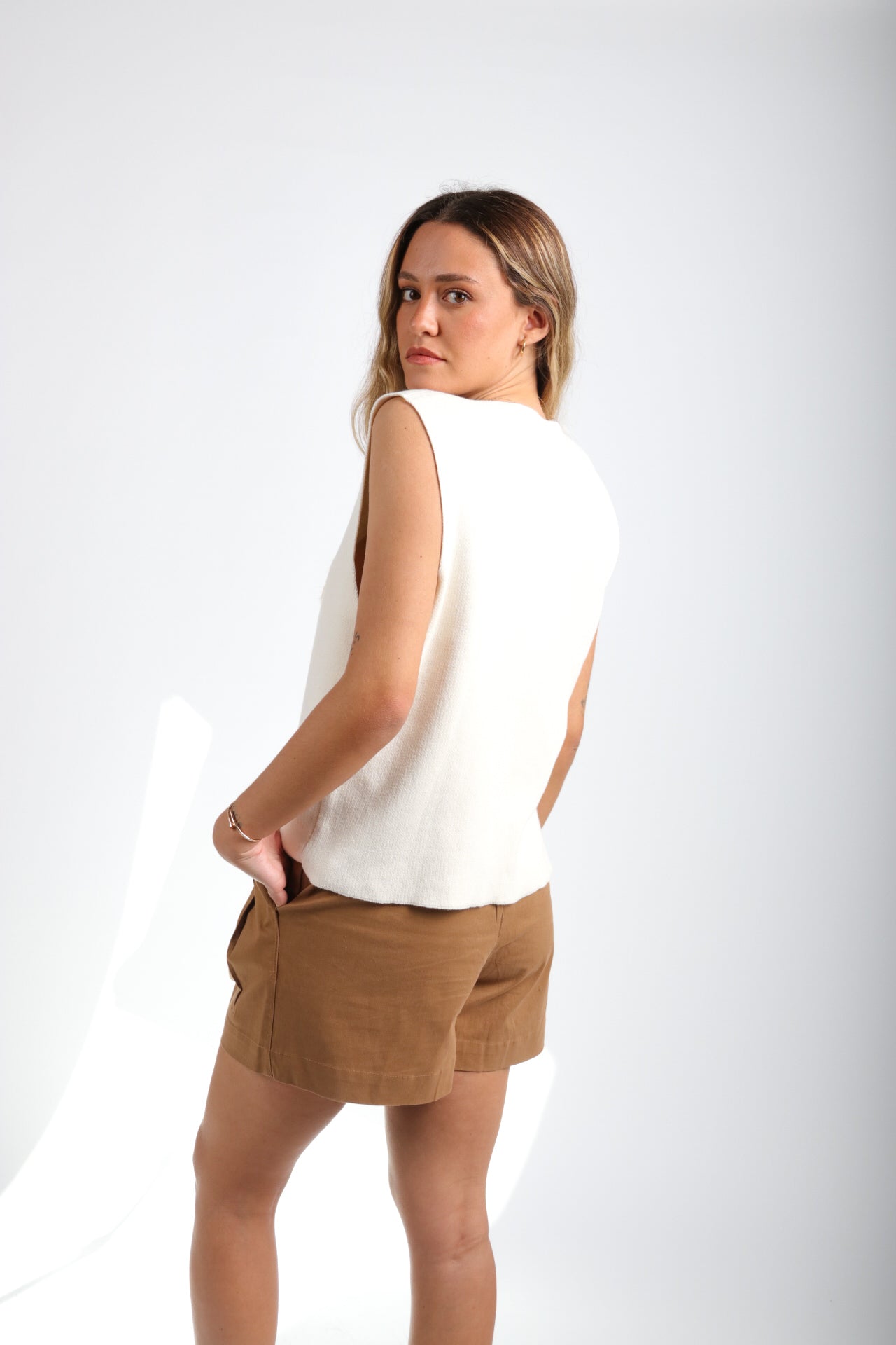 Chaleco Floral Natural